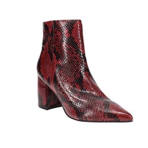 MARC FISHER Red Snakeskin Bootie